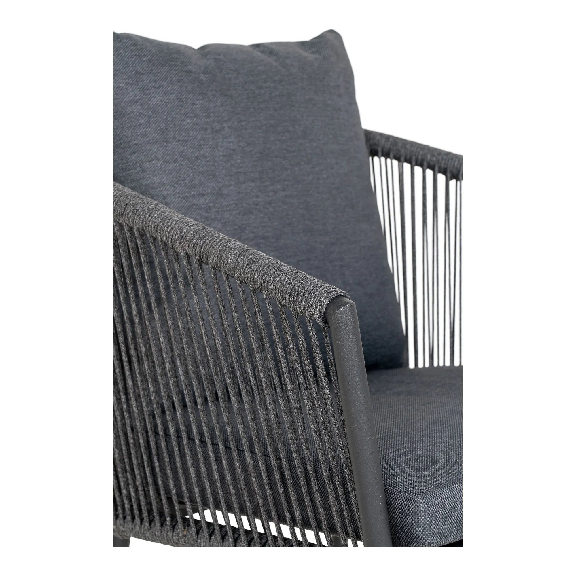 Krzesło ogrodowe z podłokietnikami SALERNO ciemnioszare poduszki, czarny stelaż - 7001151