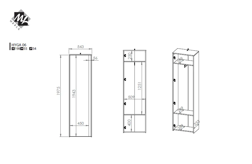 7469-szafa-do-przedpokoju-hyga-06-z-polkami-i-wieszakiem-ml-meble Wykres, Działka