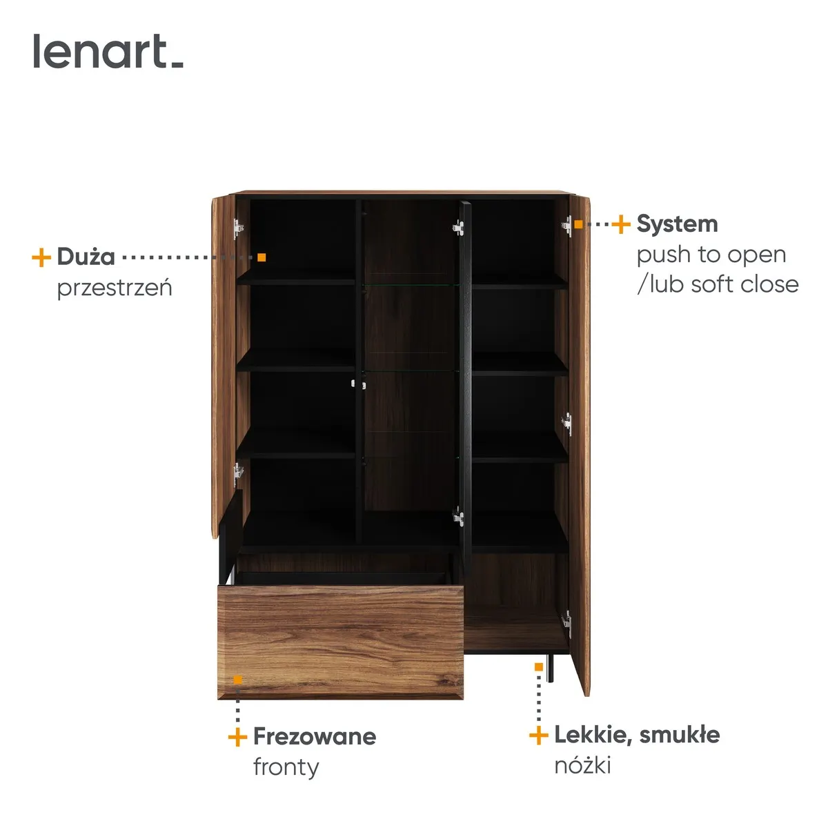 Witryna niska Borga 05 dąb catania, czarny 100x143x41 - BG5DCC