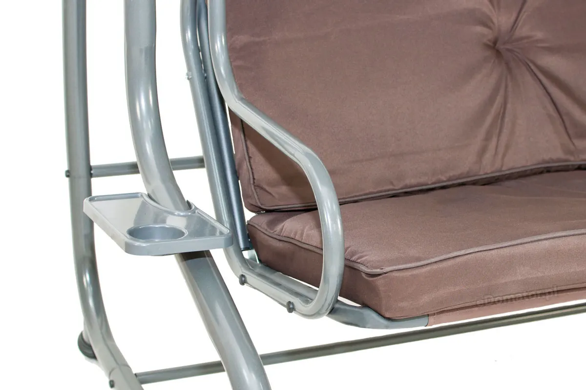 Huśtawka ogrodowa rozkładana GRACJA z regulowanym daszkiem 230 cm - brązowa - FE5906948100503