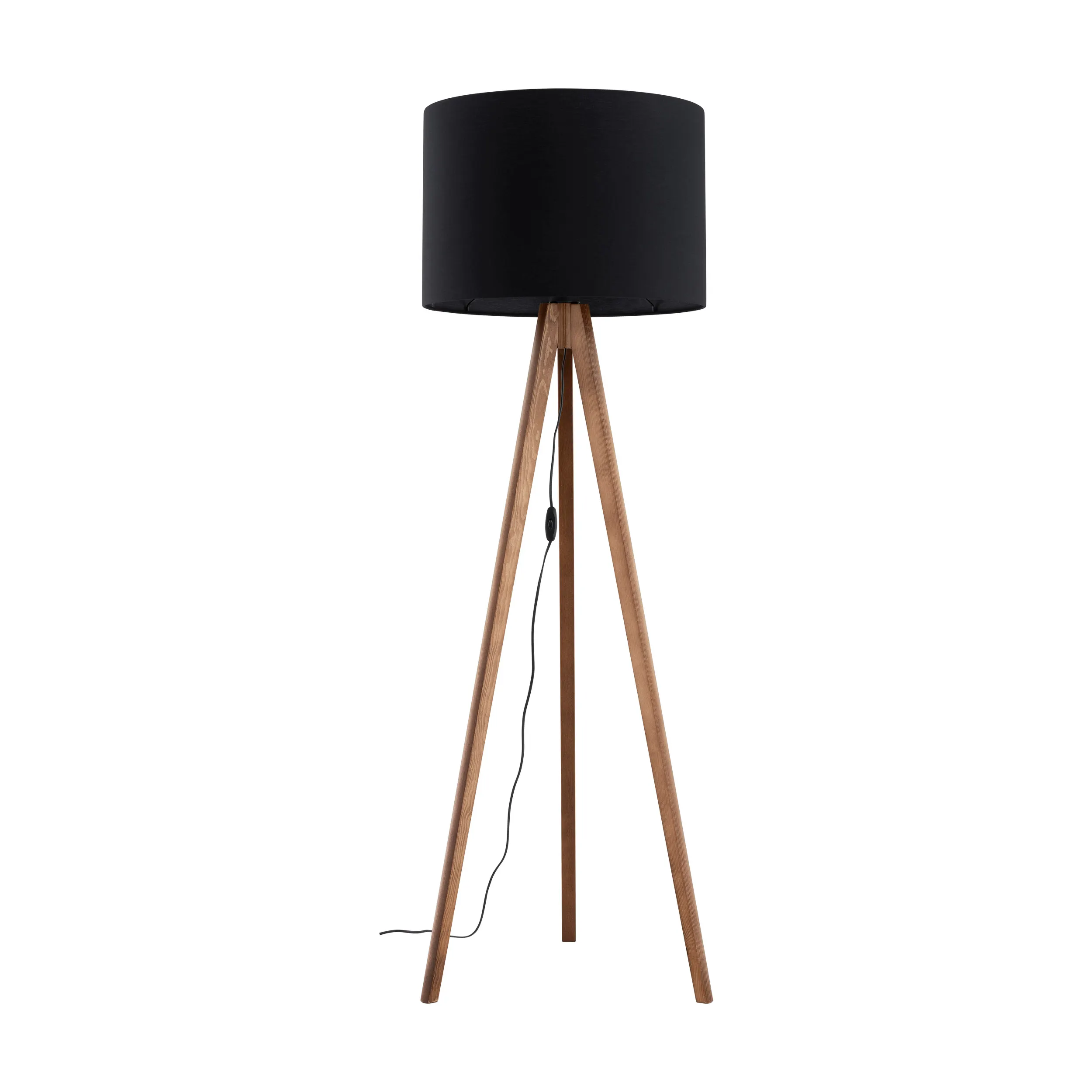 Lampa podłogowa GRAND orzech ciemny nogi czarny okrągły abażur 145x50cm