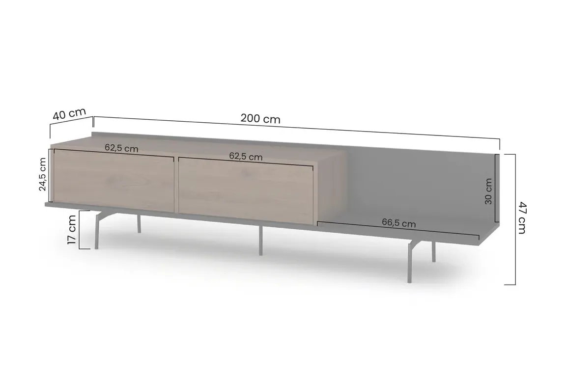 Szafka RTV z 2 klapami ZENAR 200 cm orzech elegant czarny — zdjęcie 9
