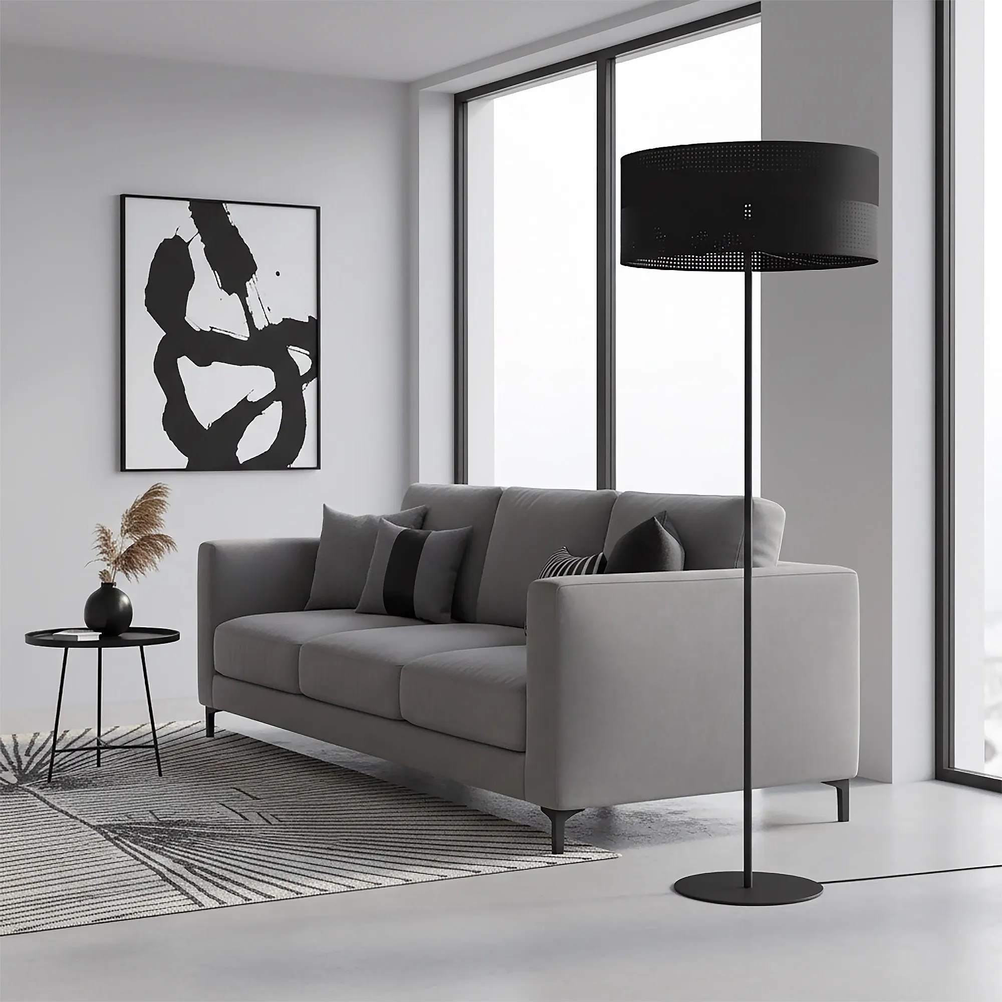Lampa podłogowa KARBON LP1 BLACK z abażurem czarna - 1651/LP1