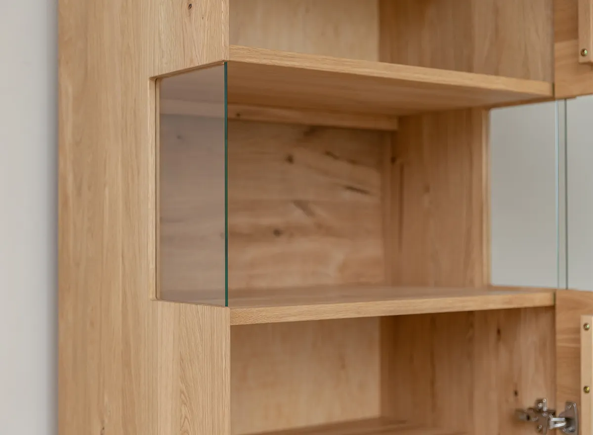 Witryna drewniana szklana DIVISIONE z oświetleniem prawa dąb olejowany - ZIDIV03R