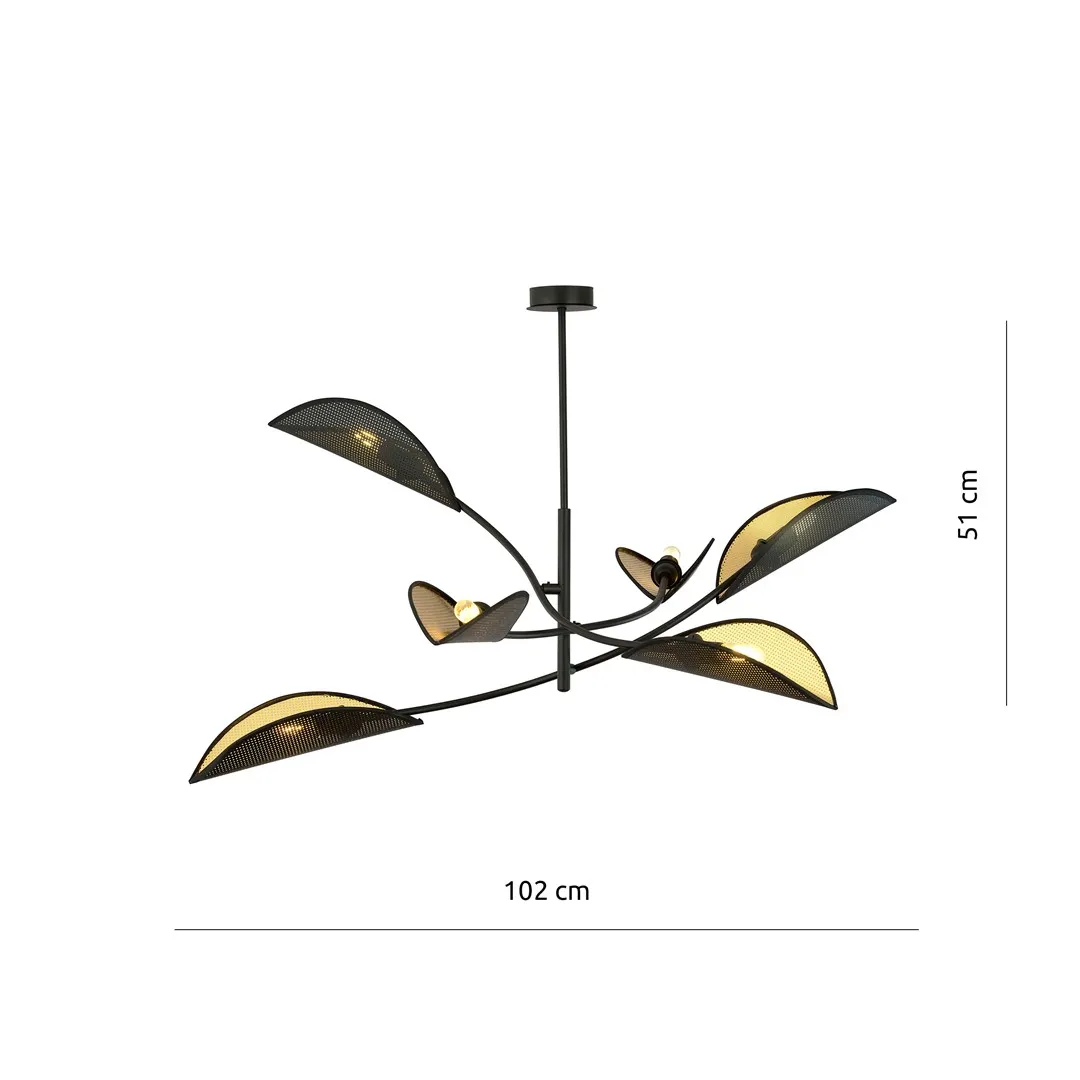 Lampa wisząca LOTUS 6 czarny złoty — zdjęcie 6
