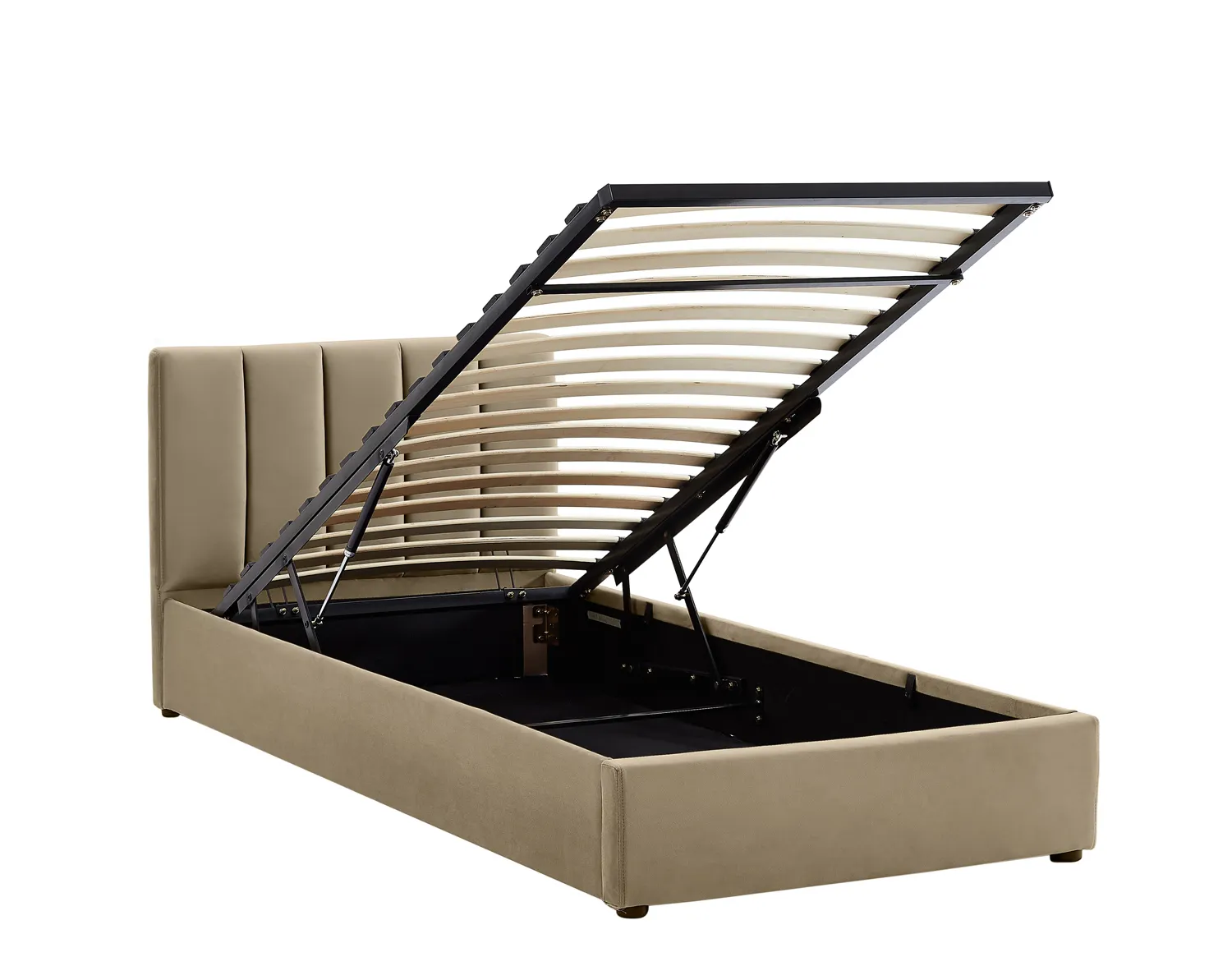 Łóżko z pojemnikiem MONTREAL VELVET 90x200 podnośnik gazowy Bluvel 28 beżowy - MONTREALV90BE