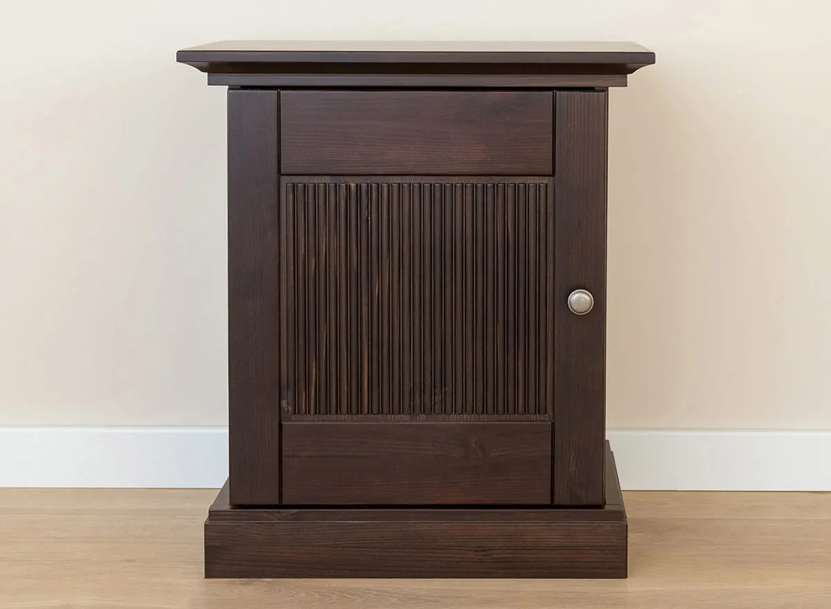 Szafka nocna drewniana ROSELLA lewostronna 36x54x61 sosna ciemny brąz - SKROS06L