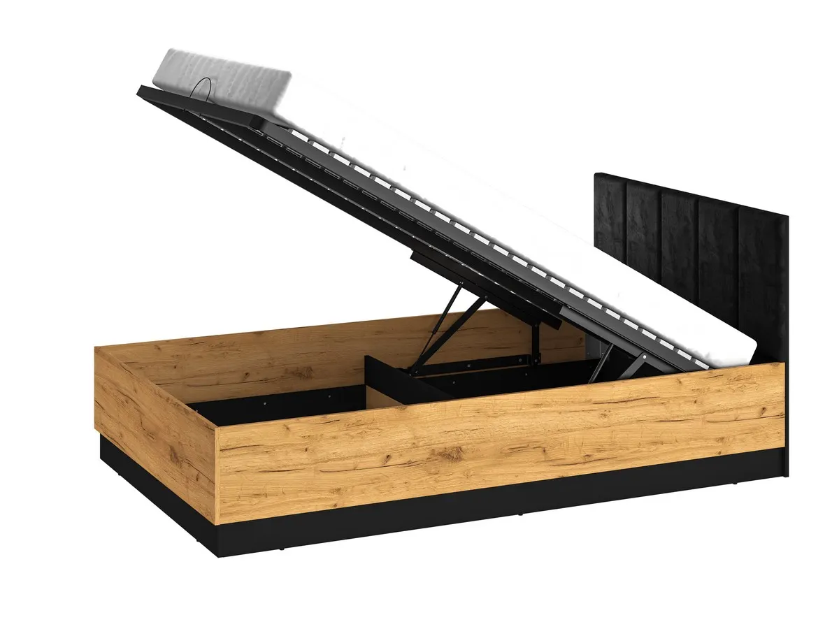 Łóżko z podnoszonym stelażem Colt 09-01 dąb craft złoty, czarny, stal premium 120x200 - 1COLT0901-001