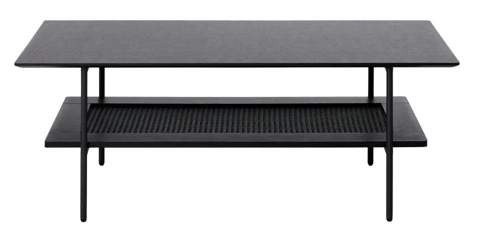 Ława z półką PENSACOLA 55x110 cm rattan/czarny - UN_54353013