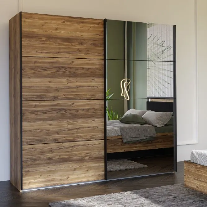 Szafa 2-drzwiowa z lustrem HAYATO, 220x210x63 cm Świerk alpejski - HYTS92411-M717