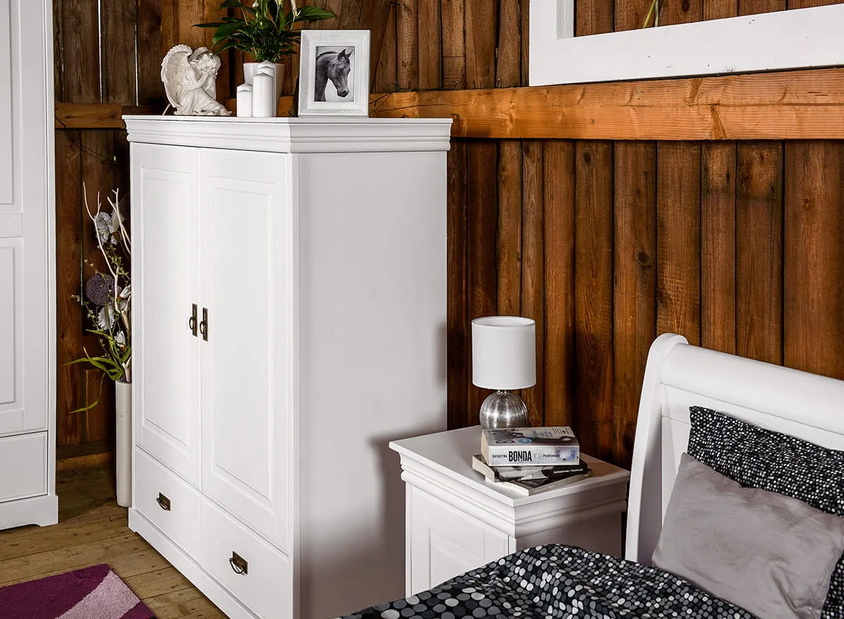 Bieliźniarka 2-drzwiowa z 2 szufladami sosnowa Toskania Biała - PL2015B