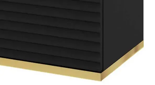 Szafka RTV wisząca ORO 135 cm czarno-złota ryflowana - ORO_RTV135_CZAZLM