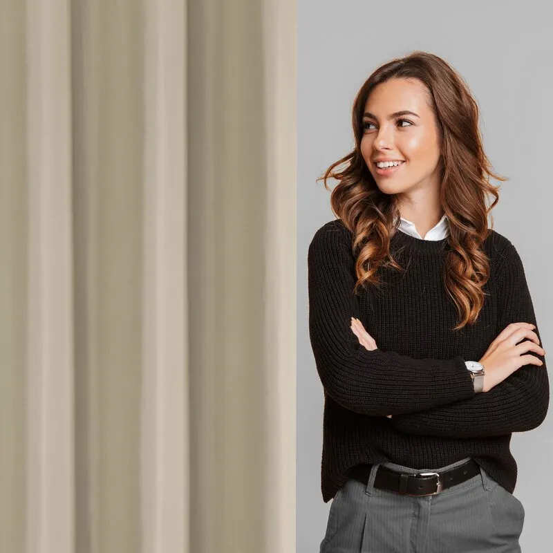 ZASŁONA GOTOWA ADARI 140 X 250 CM CIEMNOBEŻOWY - EU_457117