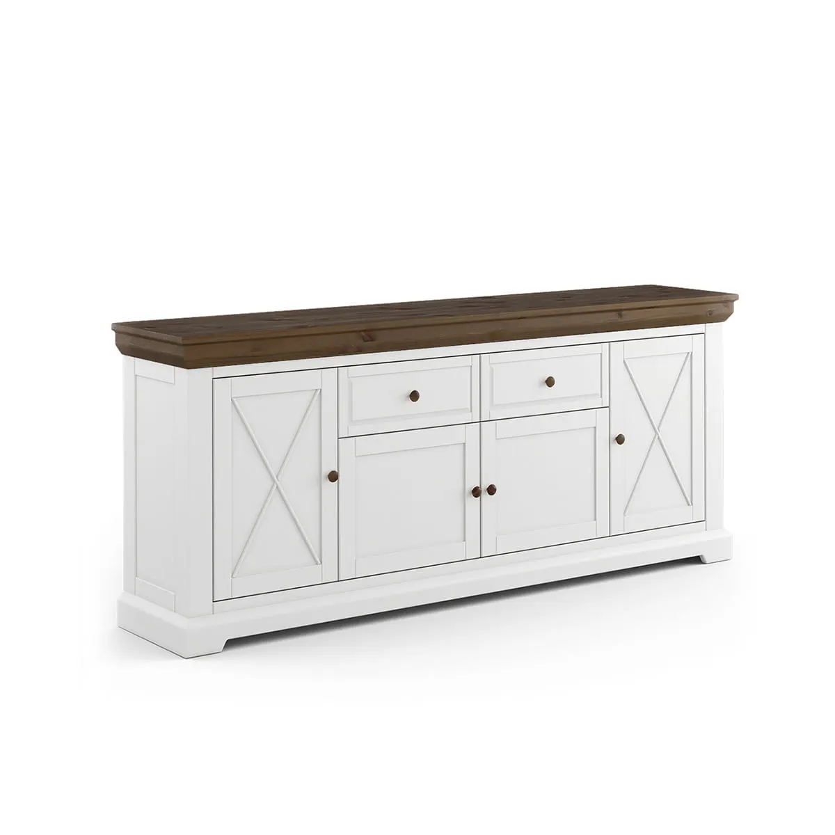 Komoda MARONE ELITE 4-drzwiowa z 2 szufladami - biała, tabacco Komoda MARONE ELITE 4-drzwiowa z 2 szufladami - biała, tabacco