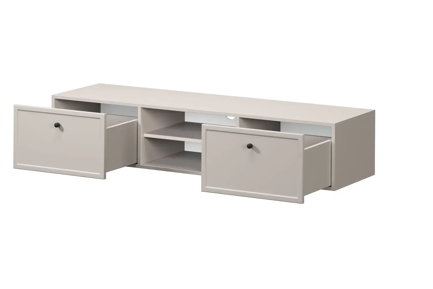 Szafka RTV wisząca z 2 szufladami LORINI 150 - cashmere gałka czarna - B_166820