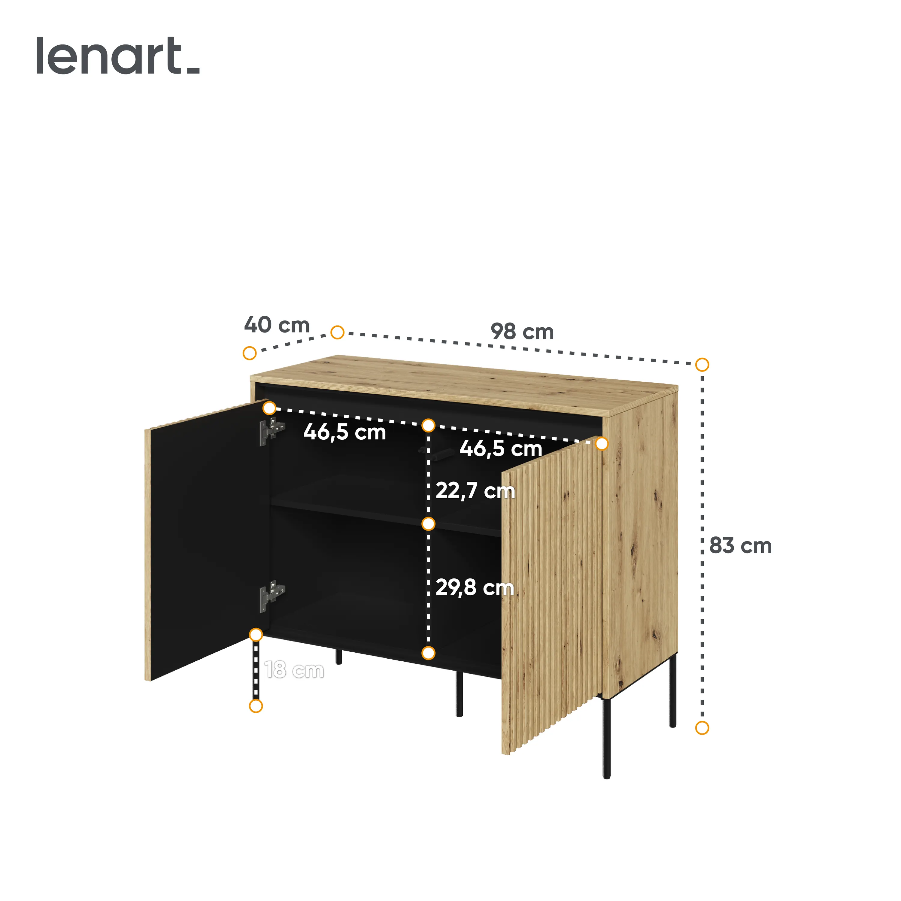 Komoda z oświetleniem TREND TR-02 2D dąb artisan/czarny - TR2DAC-V2