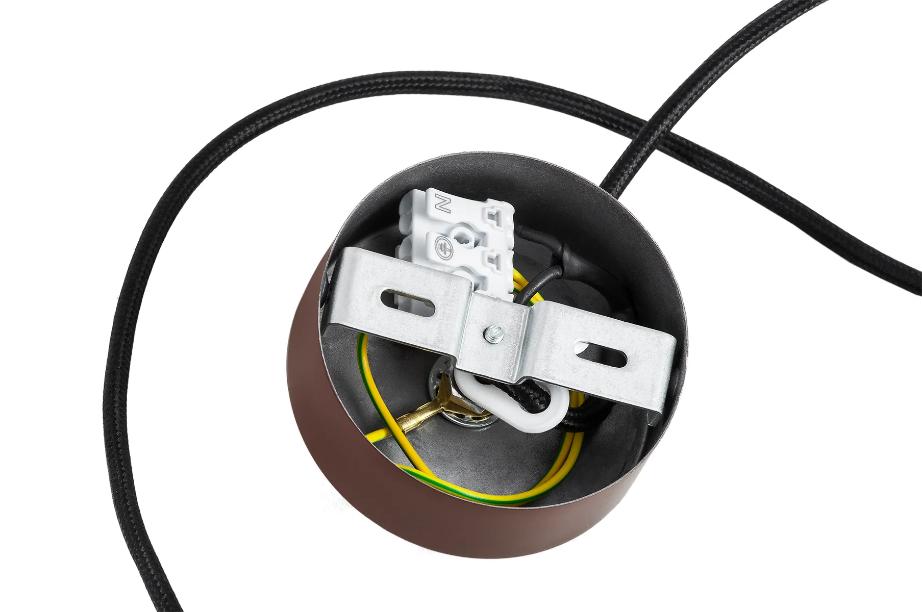 Lampa wisząca PIAVA czekoladowo brązowa biało-brązowy marmur na czarnym przewodzie 144x27cm - 8444