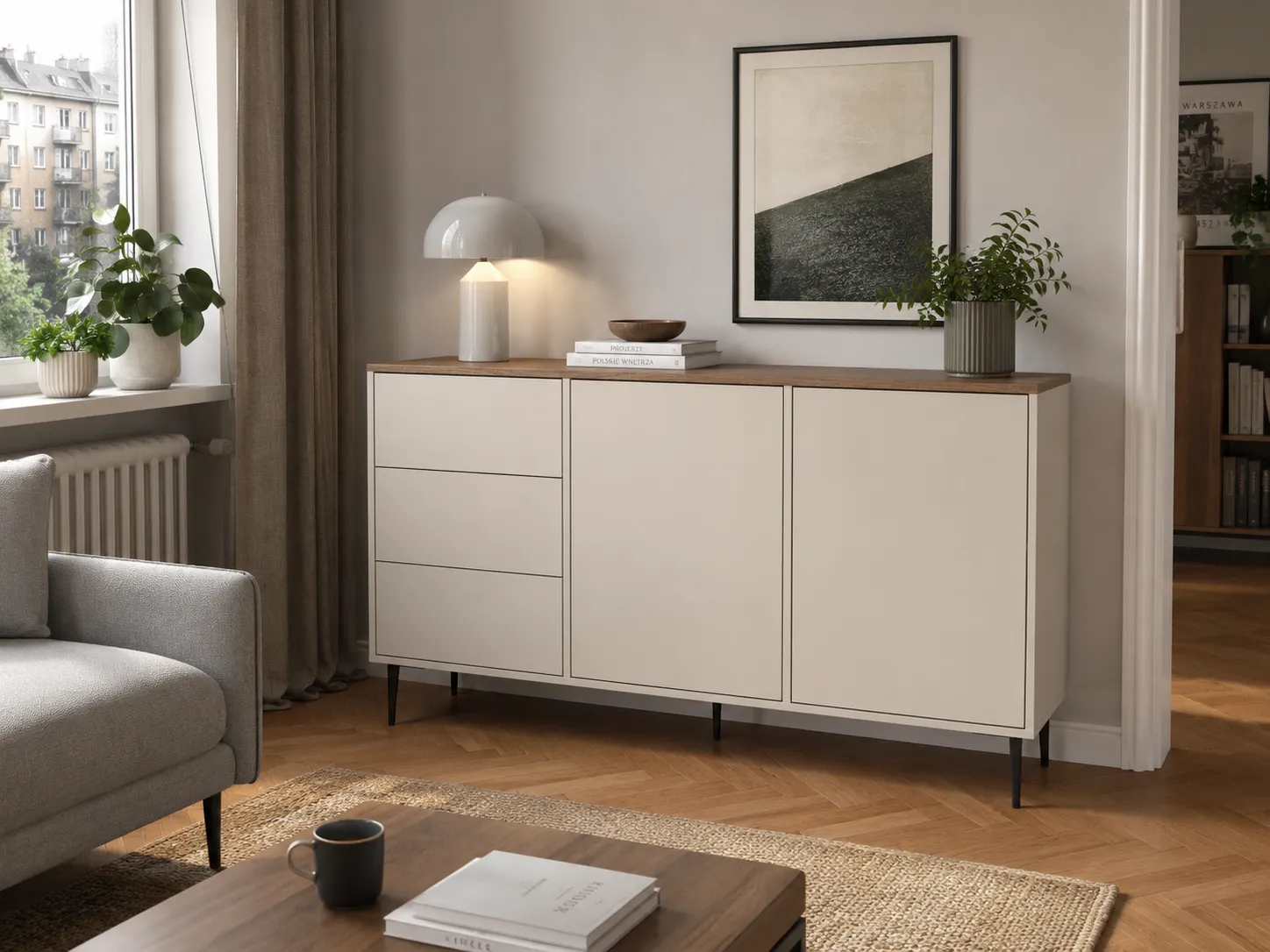 image mebel, kredens, komoda, drewniany blat, szafka