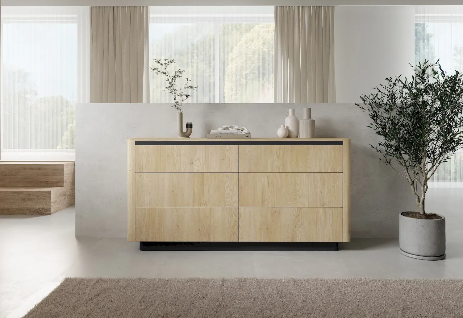 Komoda z 6 szufladami TORRO 163 dąb cremona czarny - LA_TORRO_KOMODA_163_6S