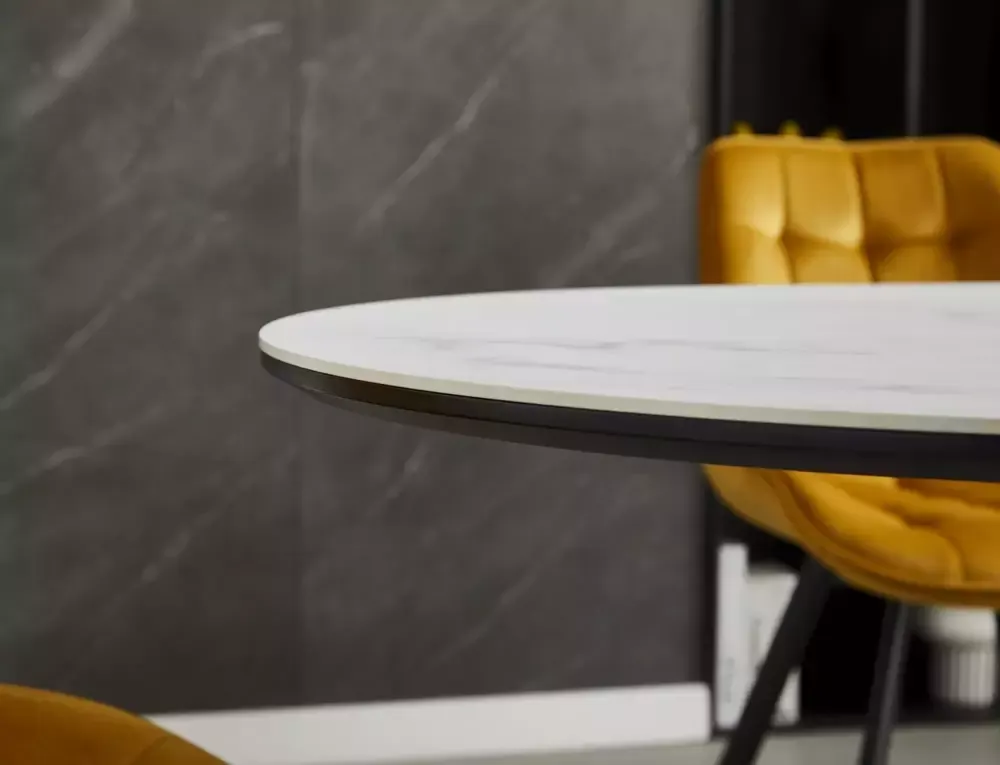 Stół rozkładany owalny GASTON CERAMIC 80x140-180 biało-czarny - GASTONBC140