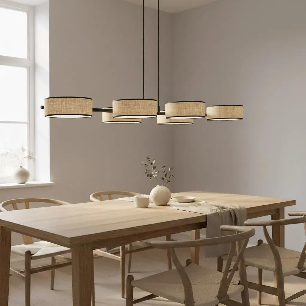 Lampa wisząca DRUMZ 6 abażur naturalny czarny — zdjęcie 5