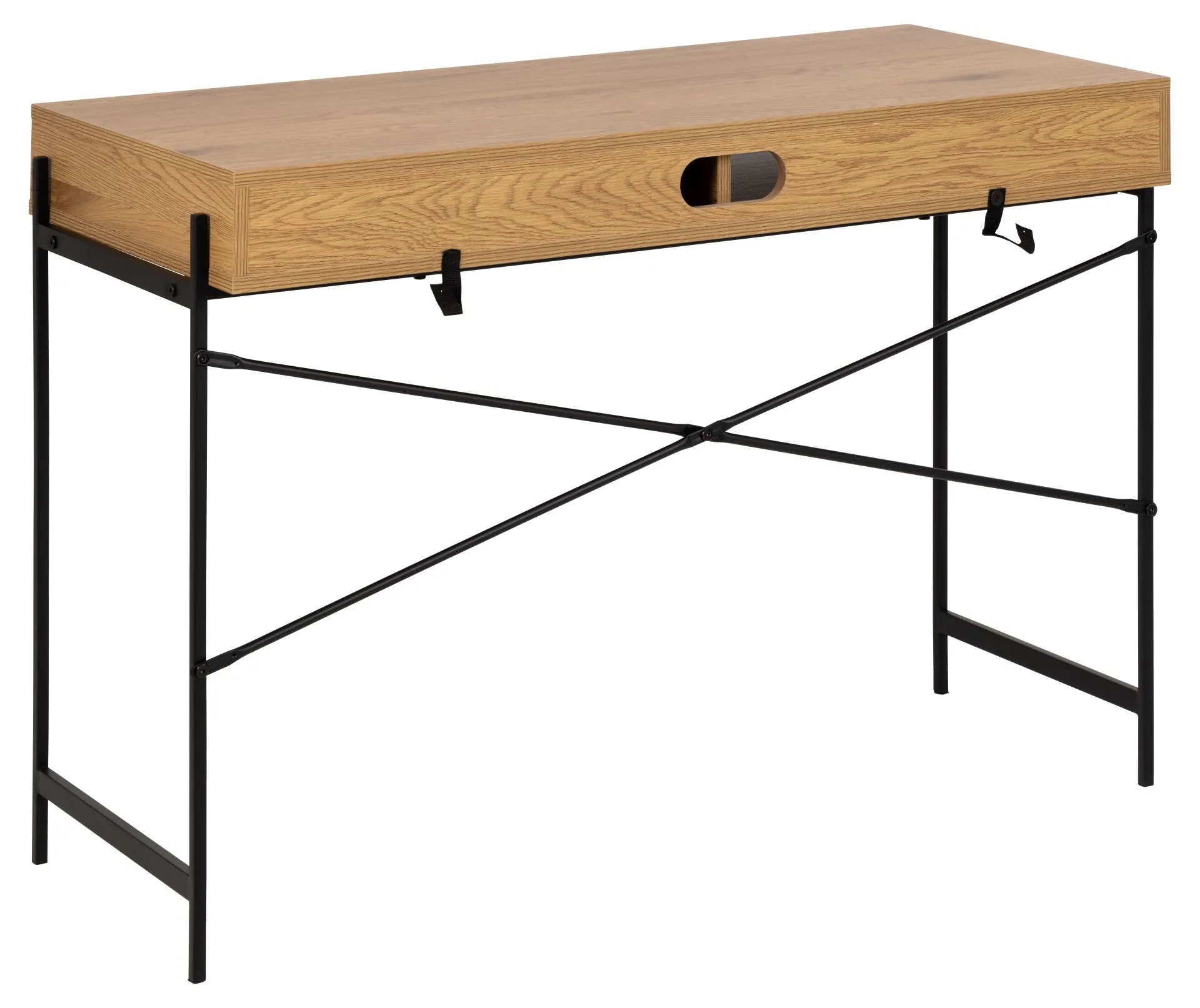 Biurko z półką i przesuwaną osłoną ANGUS 50x110x75 kolor: dziki dąb, czarny