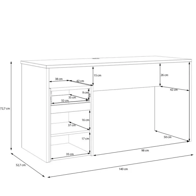 Biurko MODULTRICK z szafką i szufladą - dąb artisan, szary - MDUB112-C827
