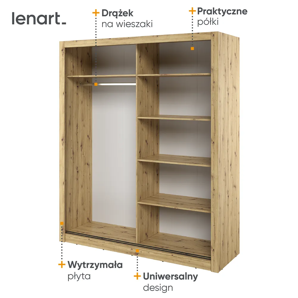 Szafa 2-drzwiowa ARTI AR-03 180cm dąb artisan - AR3DA