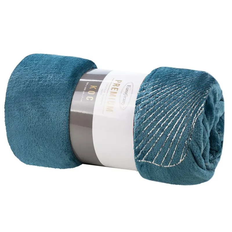 Koc z błyszczącym nadrukiem GINKO1 150X200 cm Niebiesk - EU_380869