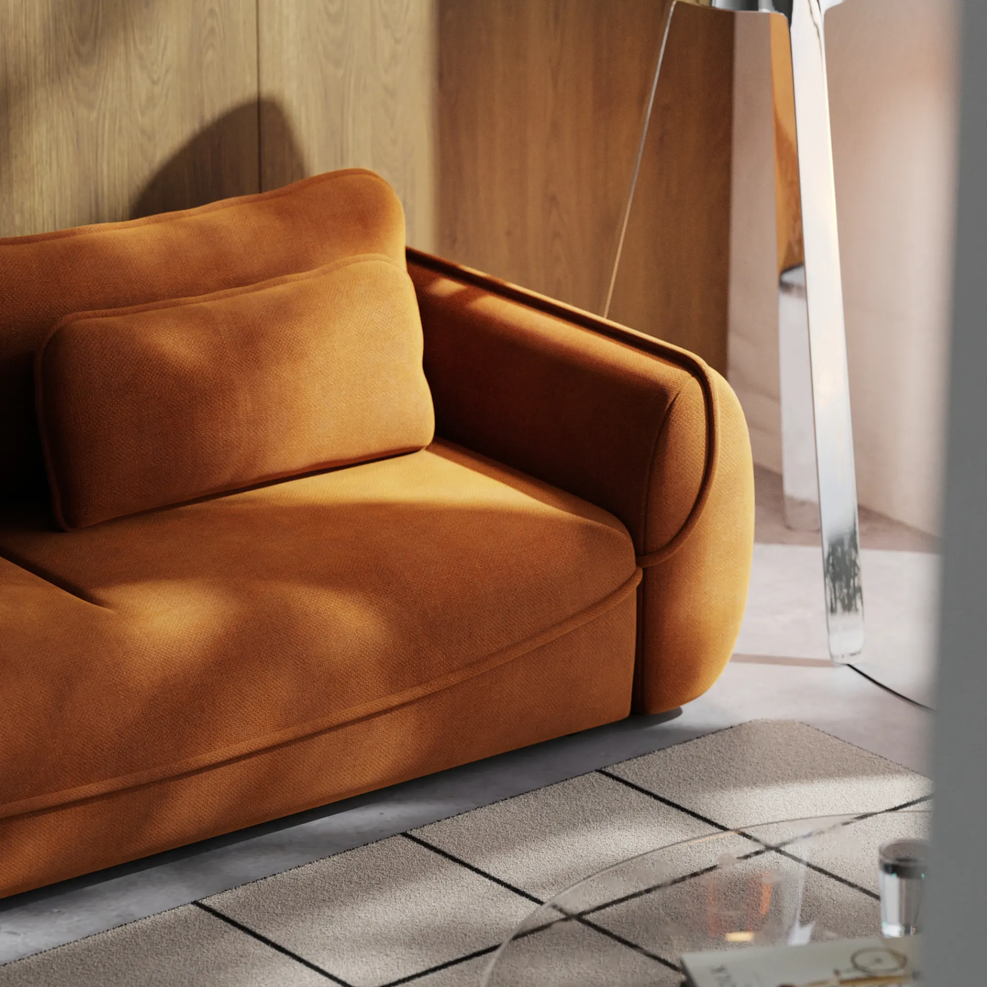 Sofa rozkładana UMEA ozdobne poduszki - tkanina Rebel 20 -cynamon - UMEA_SO_REBEL20