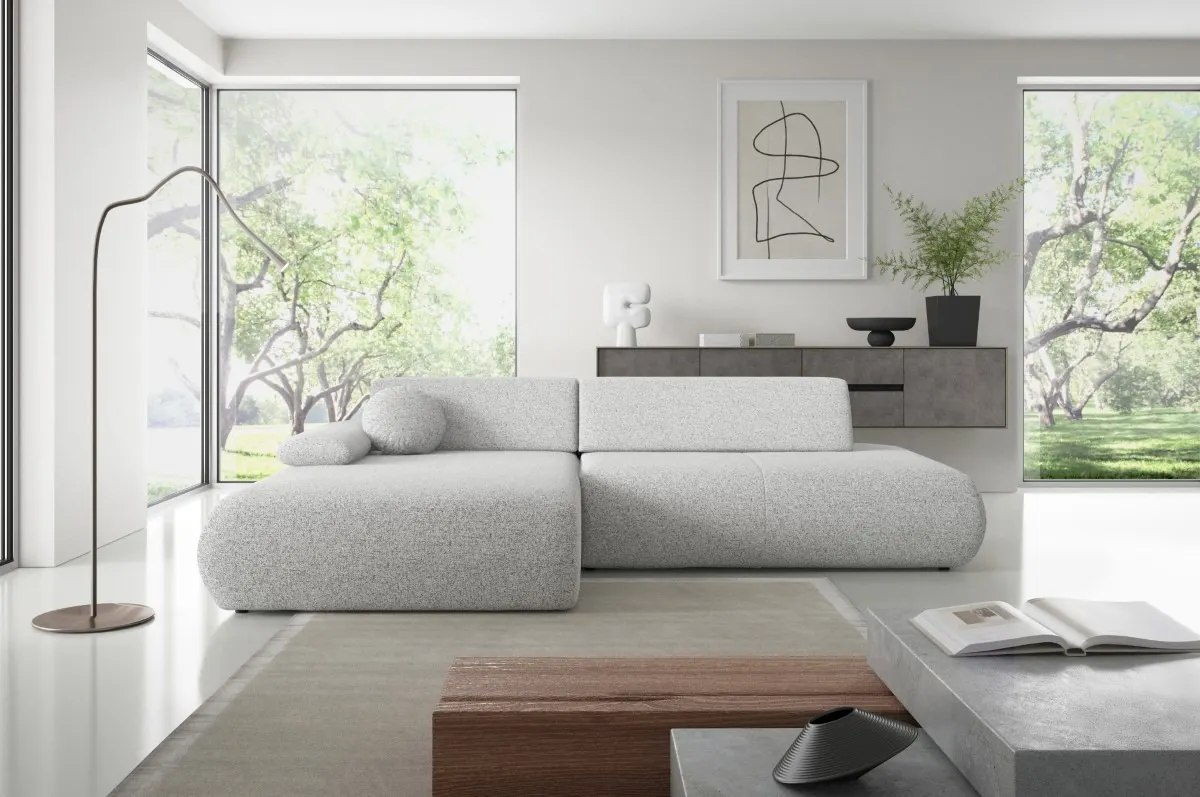 Narożnik rozkładany z pojemnikiem PUENTE 286 cm lewostronny jasnoszary - PUENTE_NAR_PUENTE80_L