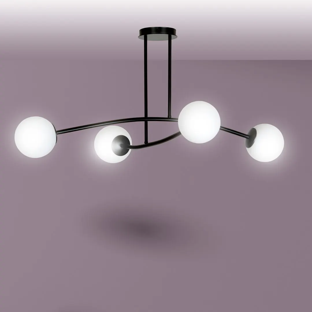 Lampa wisząca HALLDOR 4 czarny biały — zdjęcie 7