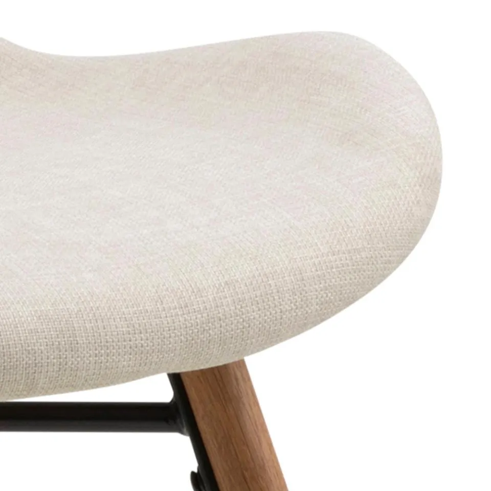 Krzesło tapicerowane DOREN Beżowy, Dąb olejowany ( zestaw 2 sztuk ) - H000018249