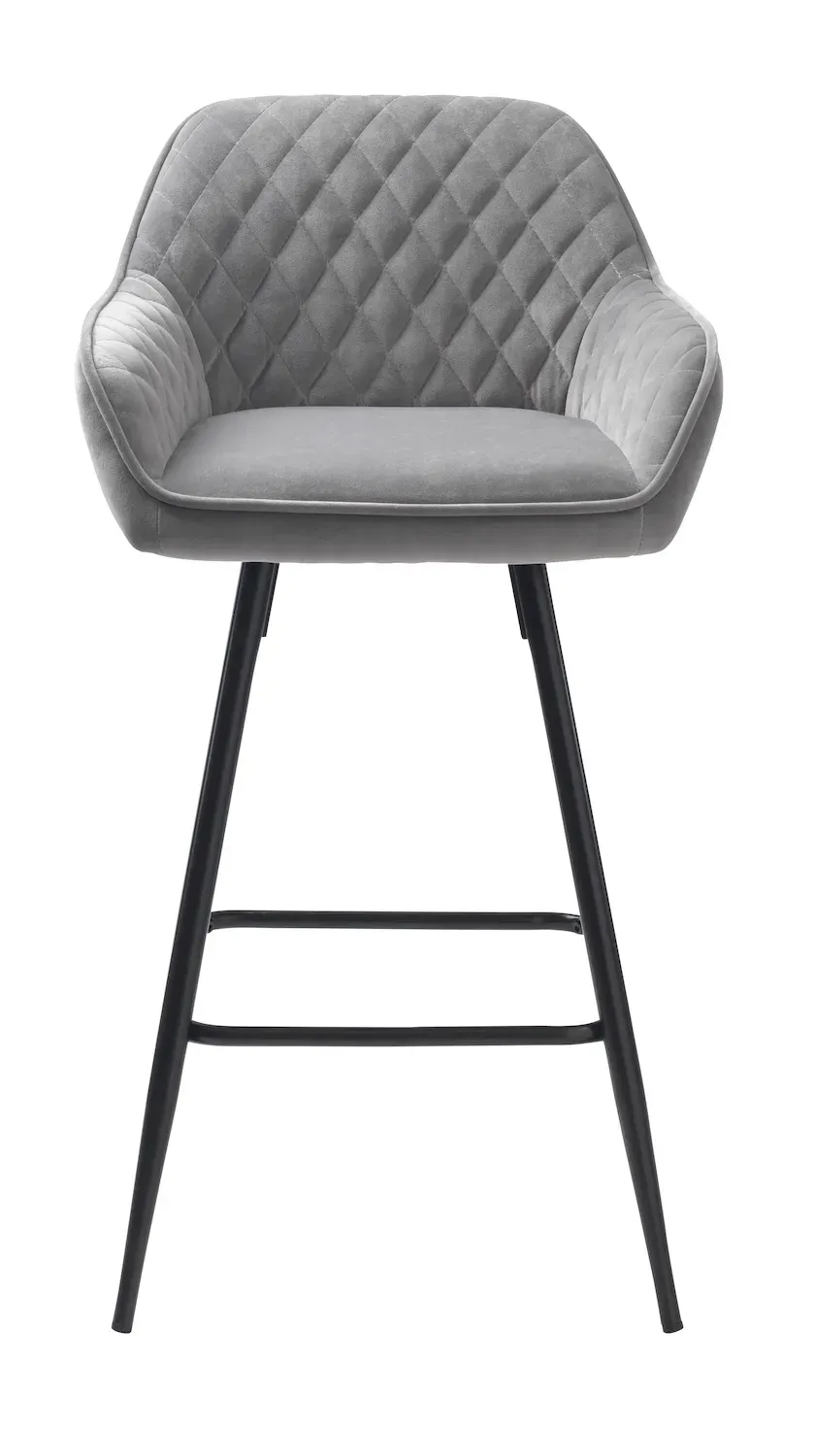 Hoker z podłokietnikami MILTON VELVET pikowany szary - UN_26260006