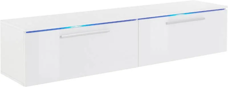 Meblościanka AMBER 9 biały połysk 2x witryna+szafka RTV - WYP22971009