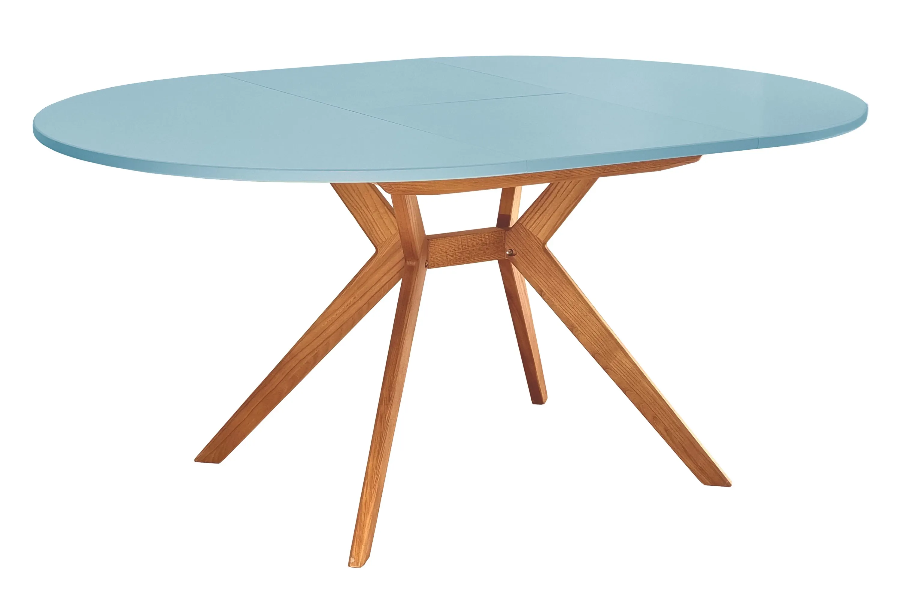Okrągły stół rozkładany BUJU FI 110-160cm niebieski dąb - RGBTBR_13_OAK