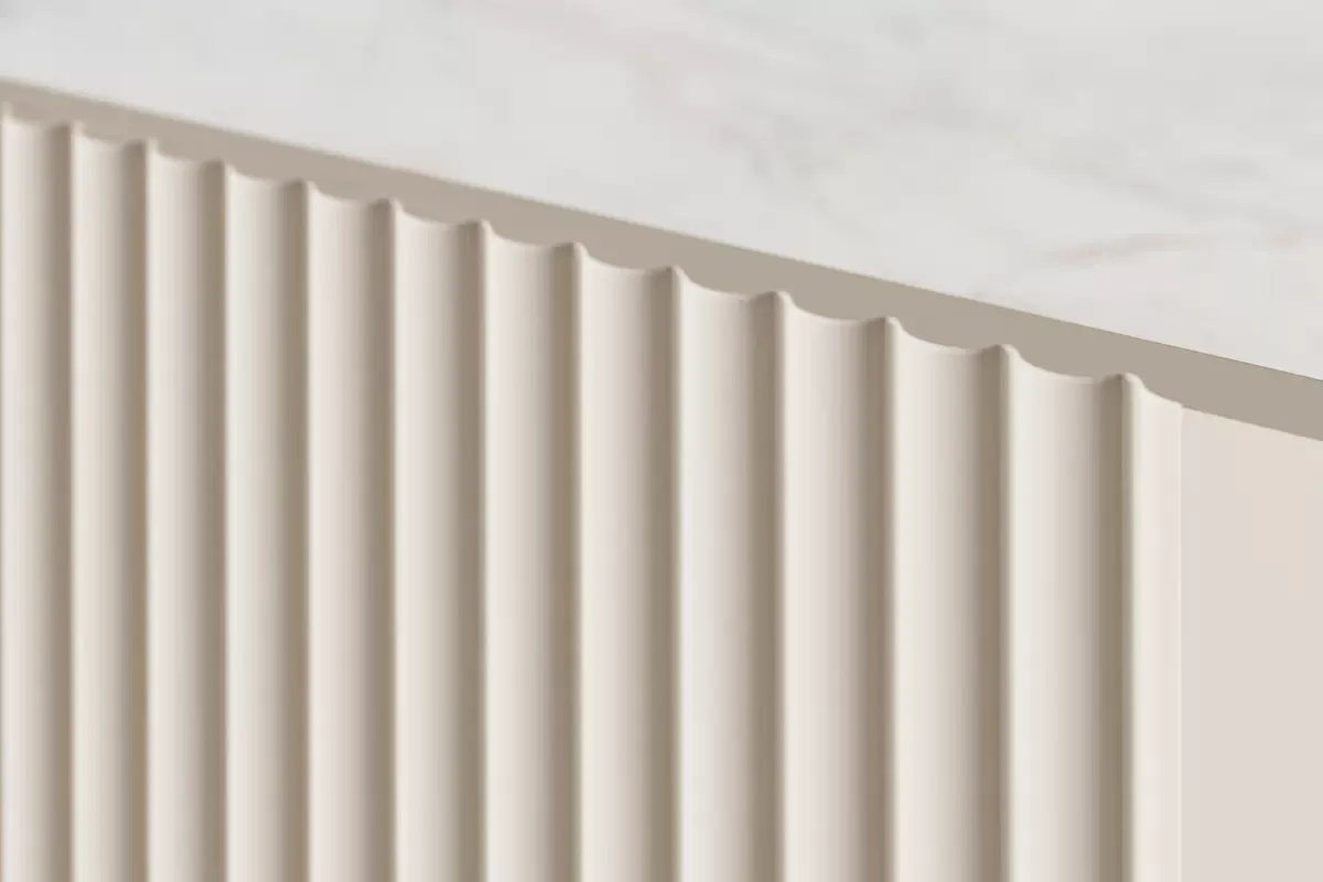 MALMI Komoda 150 3D - cashmere / crema bianca / wisząca / czarne uchwyty - B_162313