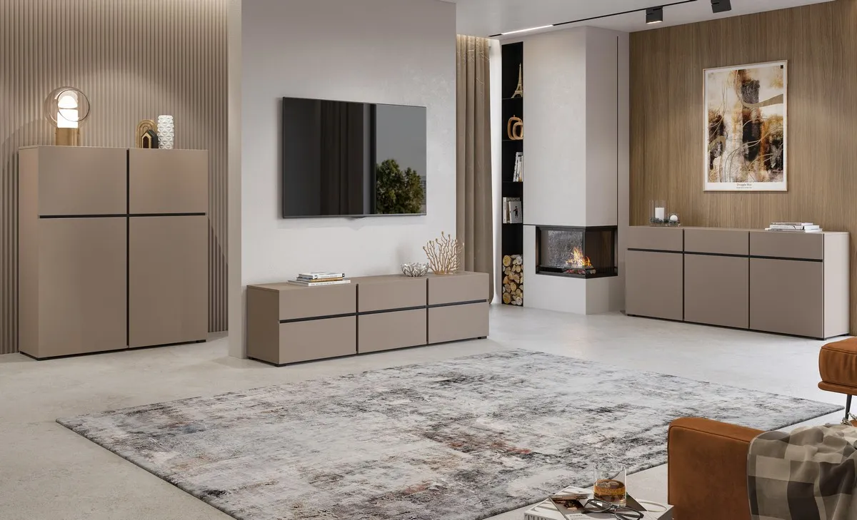 Komoda wysoka CROSS 4-drzwiowa 120x139 congo beżowo-szara - 24CWMY76