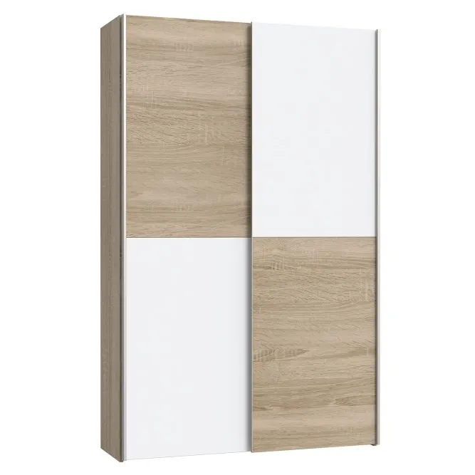 Szafa 2-drzwiowa OZZULA drzwi przesuwne 120cm dąb sonoma biały