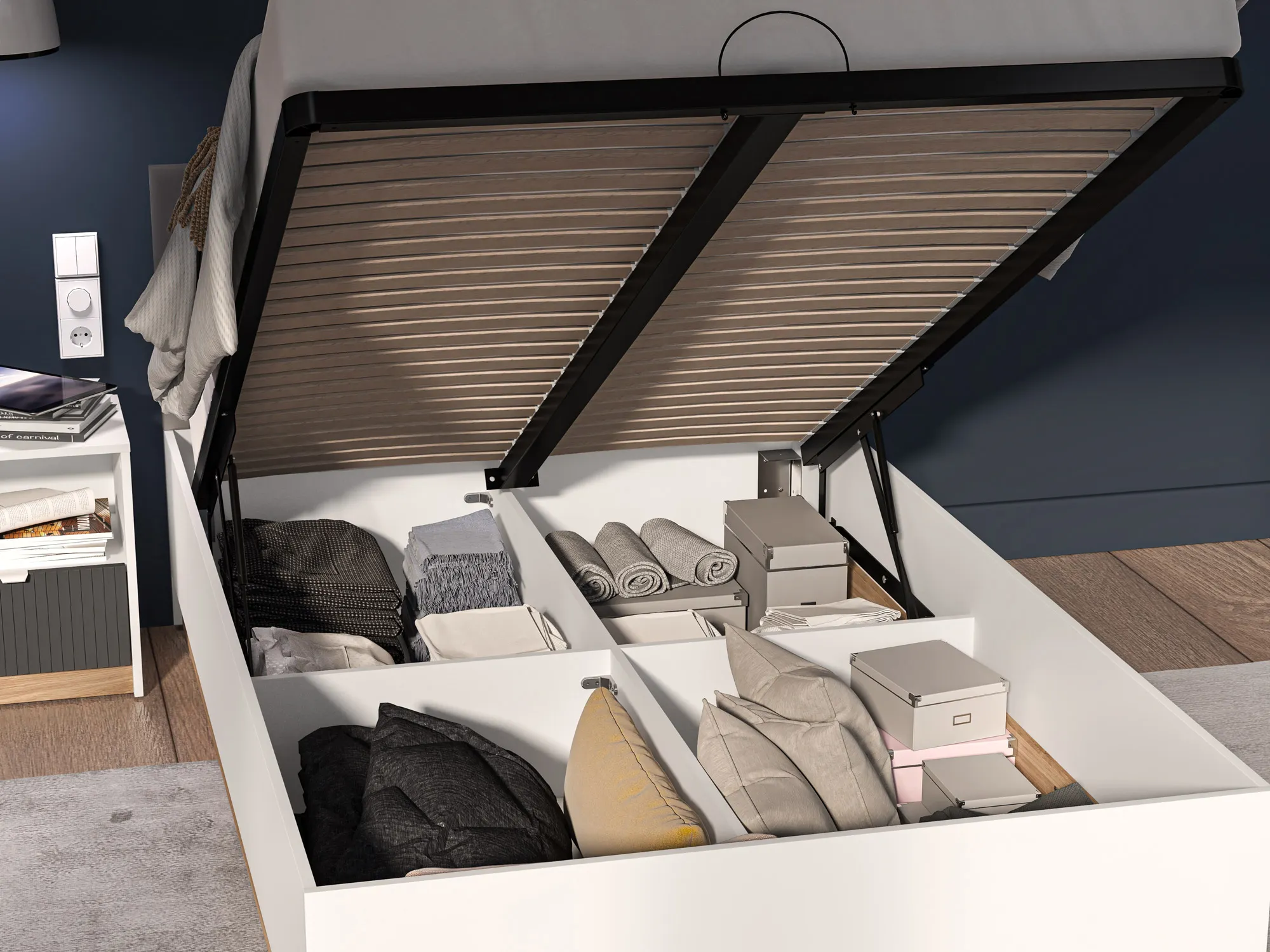 Łóżko z podnoszonym stelażem TORINO 12-01 Biały, Castello, Grafit - 1TORI1201-001