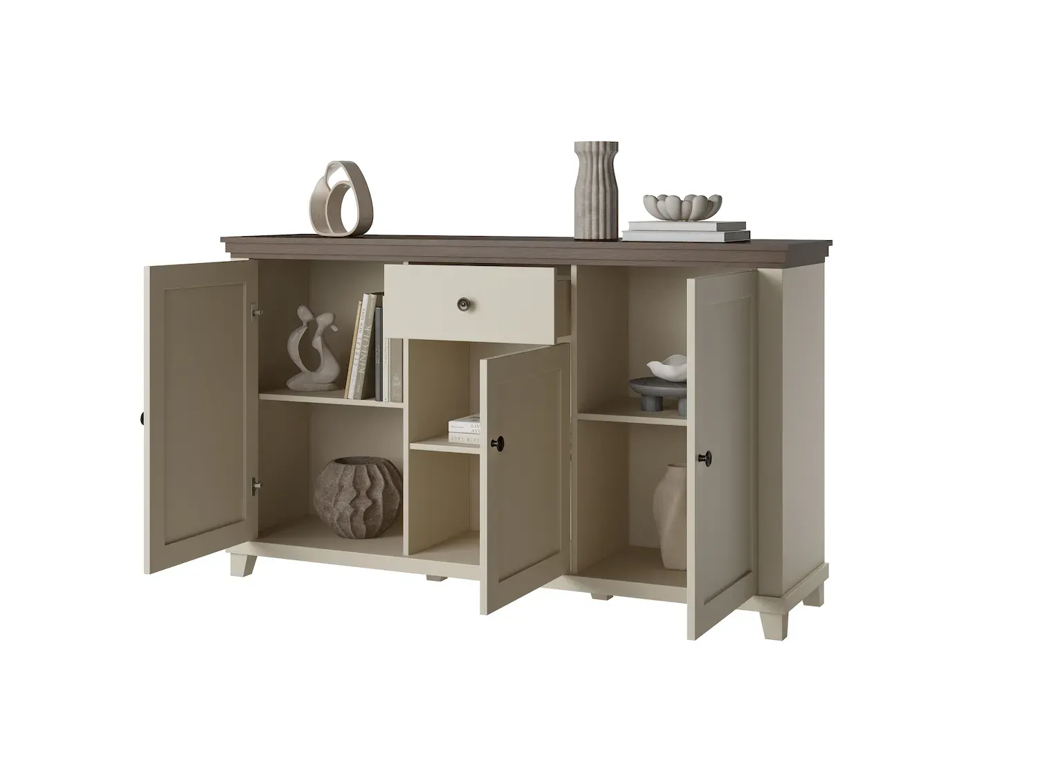 Komoda 3-drzwiowa z 1 szufladą EVORA WM beż jasny dąb dunin - 24D1JU47