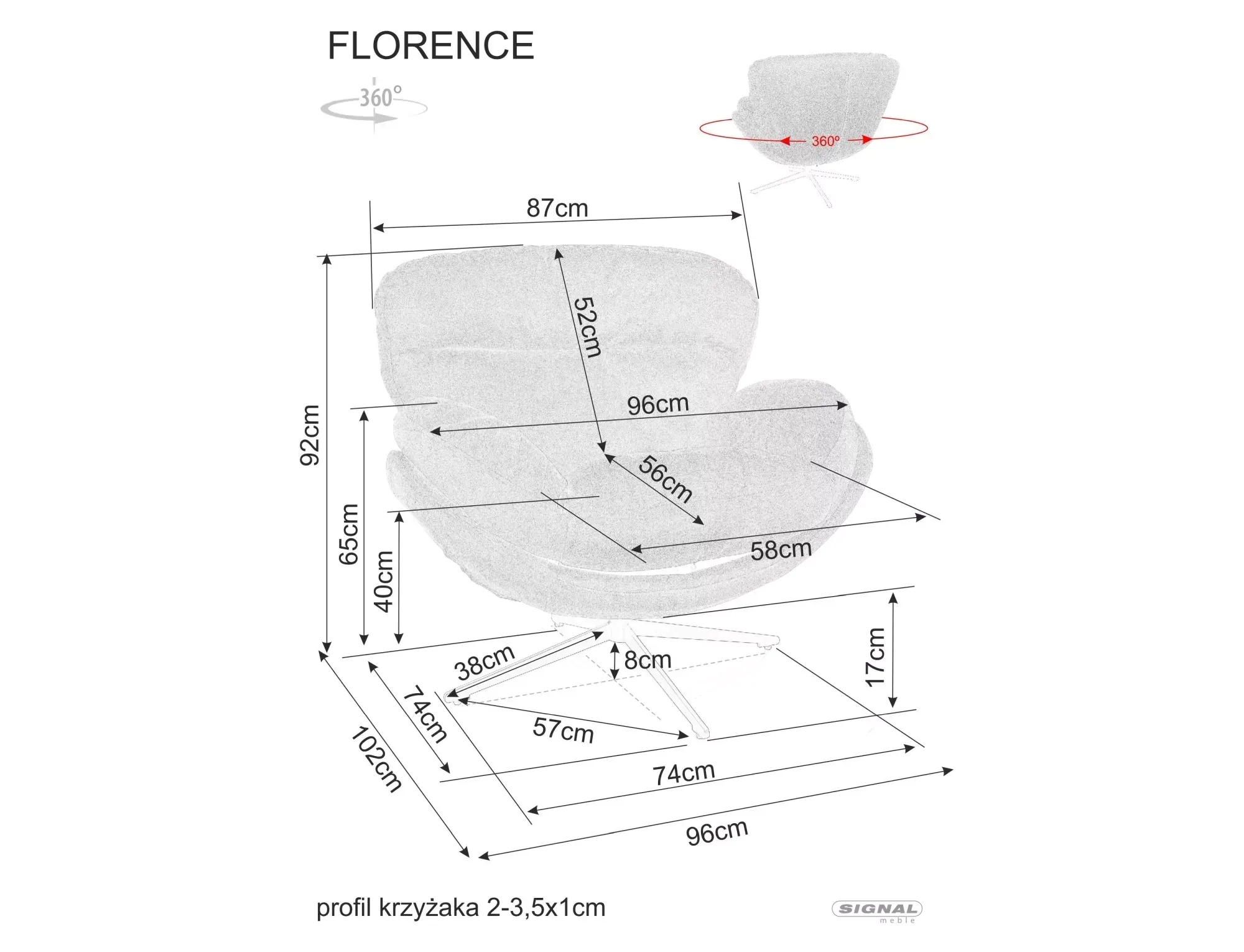 Fotel obrotowy FLORENCE Raven 30 ciemnobeżowy czarne nogi Signal