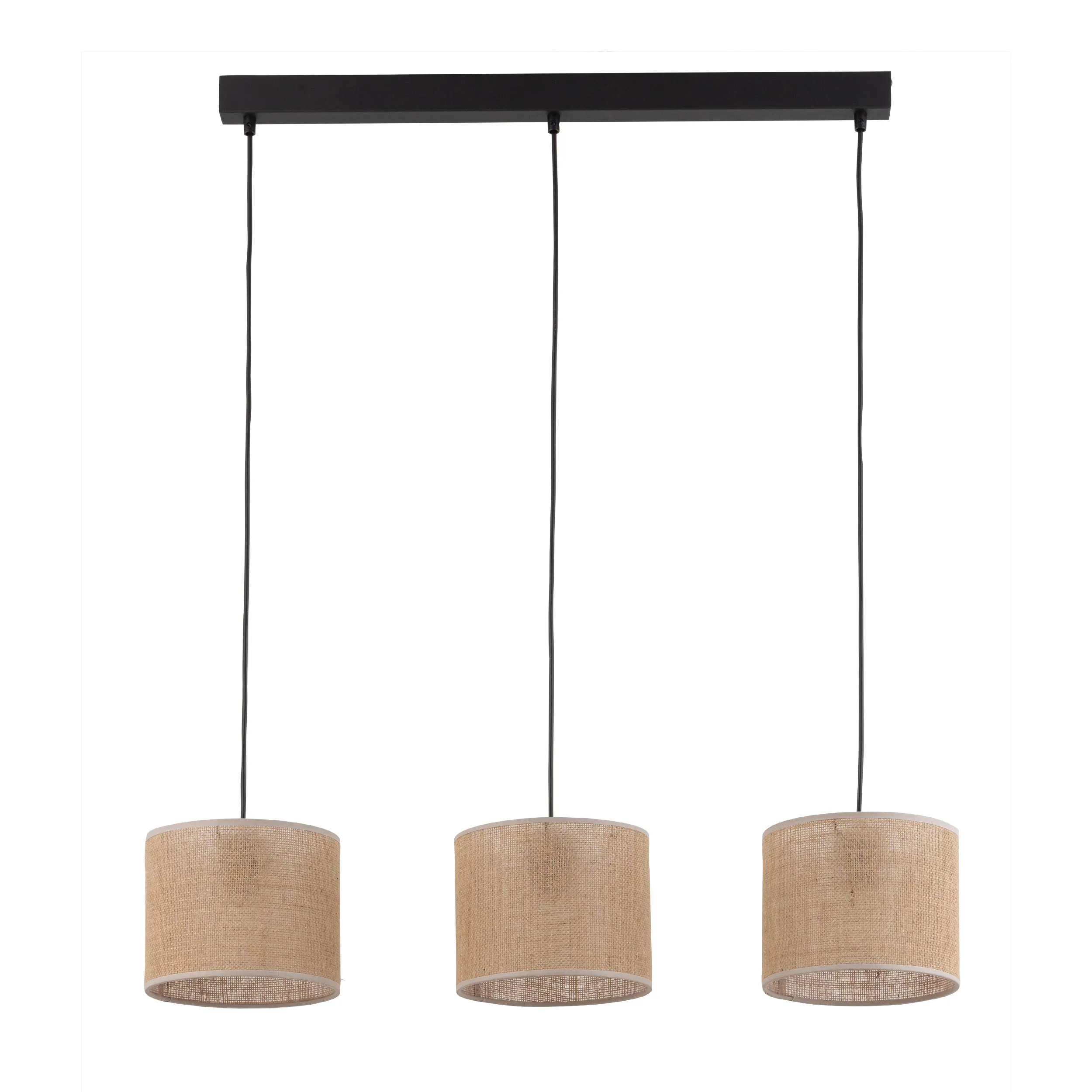 Lampa wisząca JUTA czarna na metalowej listwie z brązowymi okrągłymi kloszami 100x84x20cm