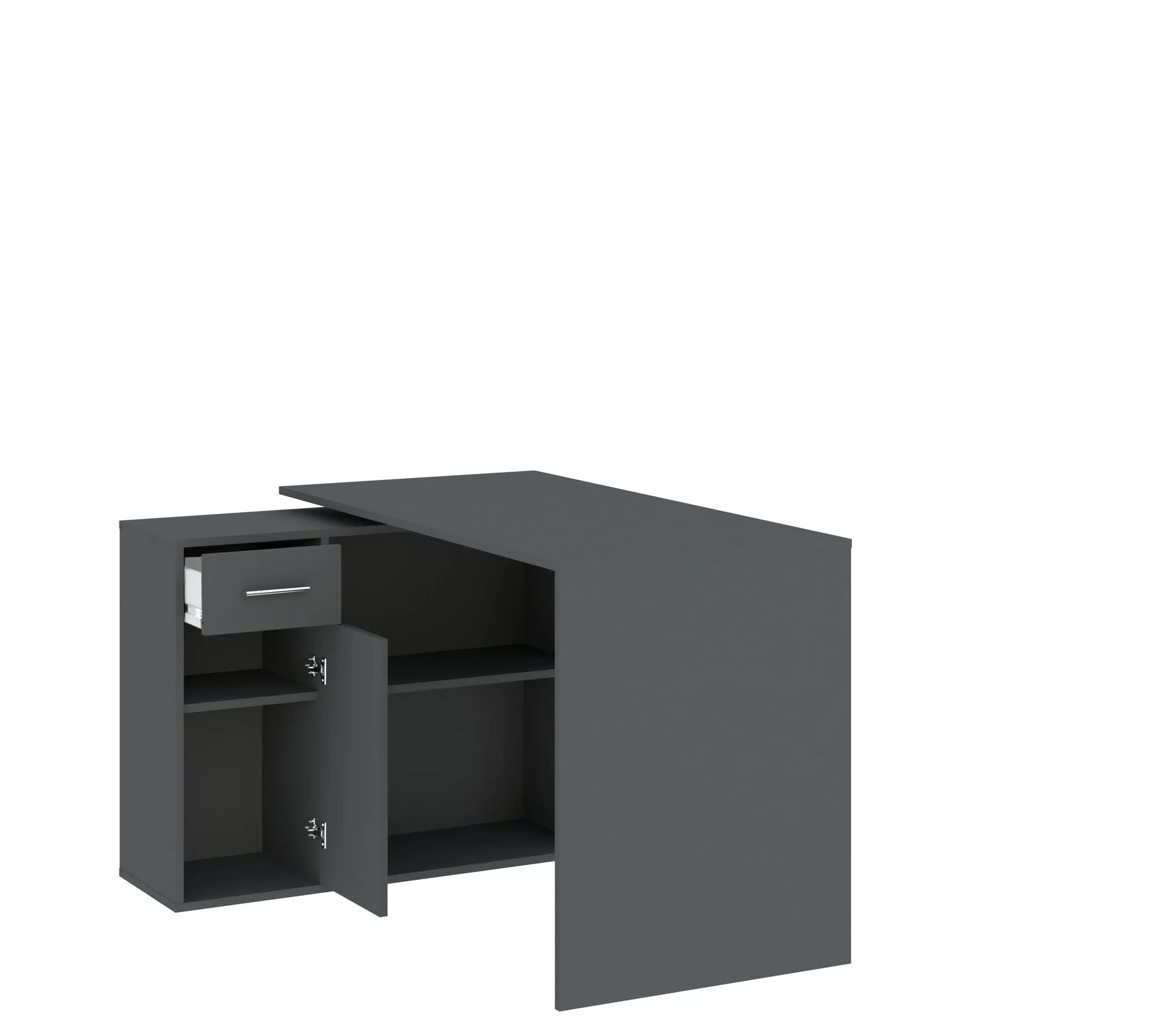 Biurko narożne NASH z szafką i szufladą grafitowe - INT_5002711