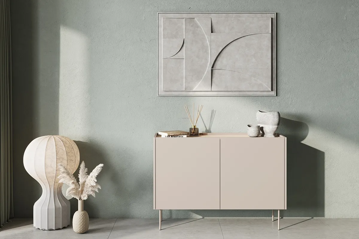 Komoda 2-drzwiowa DESIN z 2 szufladami 120 cm kaszmir dąb nagano — zdjęcie 8