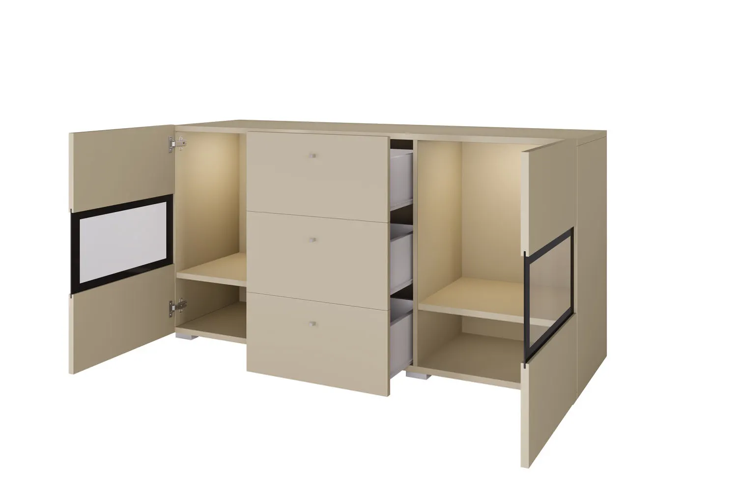 Komoda 2-drzwiowa z szufladami BAROS 26 beż jasny - 2412BM26