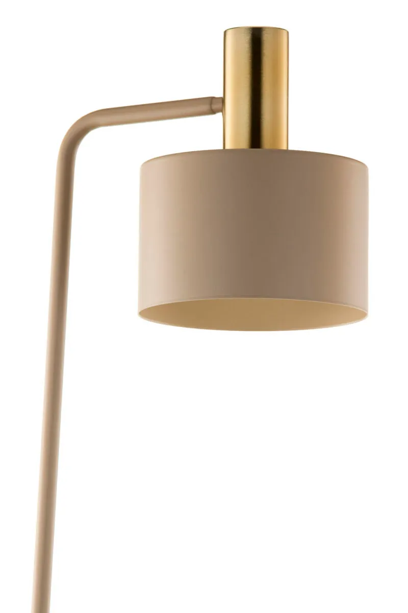 image lampa stojąca, kinkiet, metalowy kijek, kolor beżowy, metaliczny złoty akcent