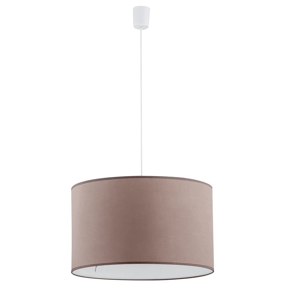 Lampa wisząca RONDO biała z kremowym okrągłym kloszem z tkaniny 110x30cm