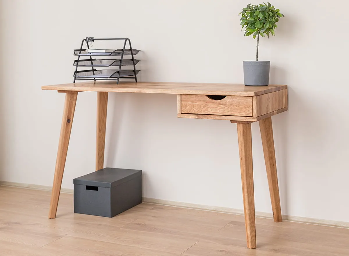Biurko z 1 szufladą lity dąb olejowany 120x55x75 cm Simona - 3SSIM078