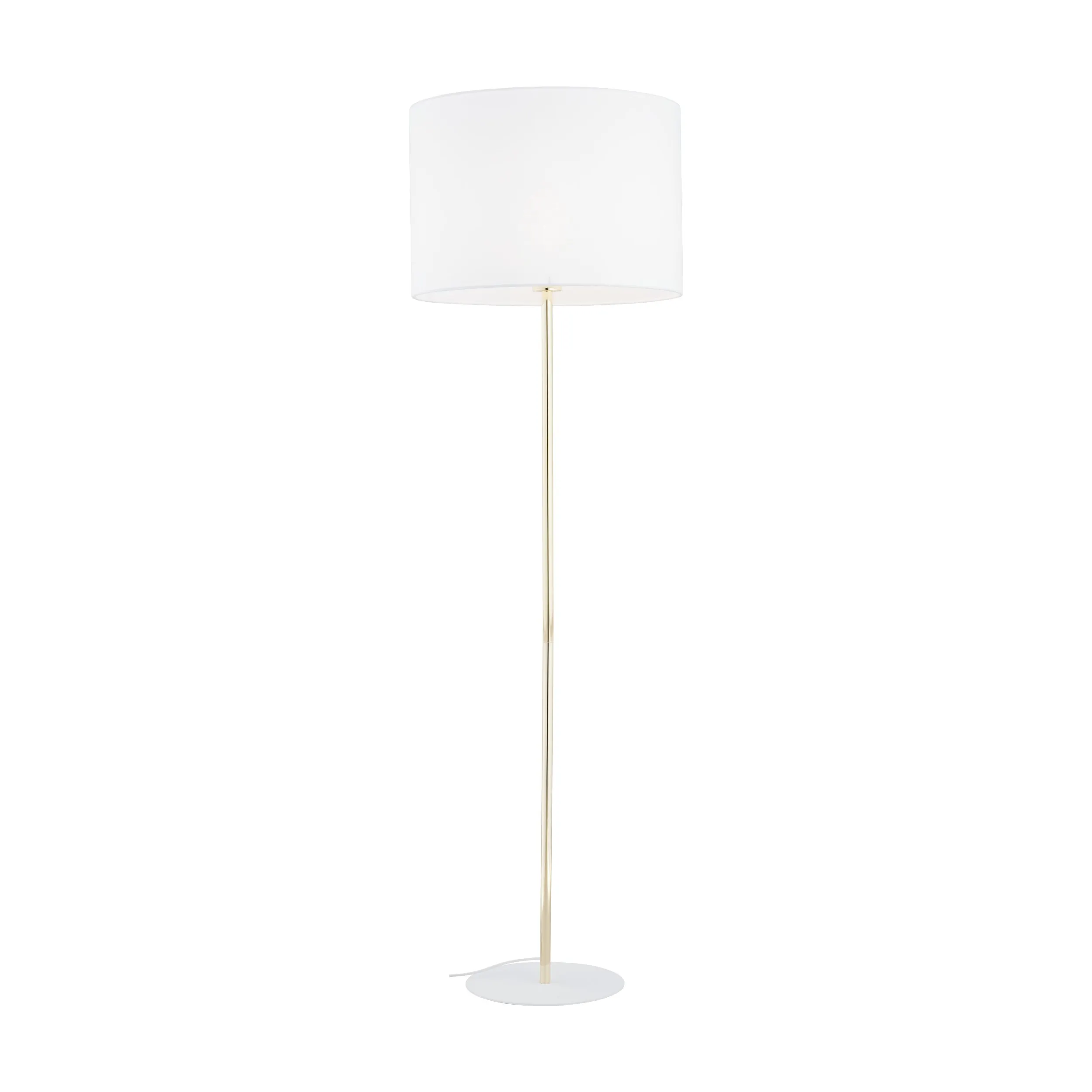 Lampa podłogowa UMBERTO złota z białym okrągłym abażurem 155x50cm - TK_16033
